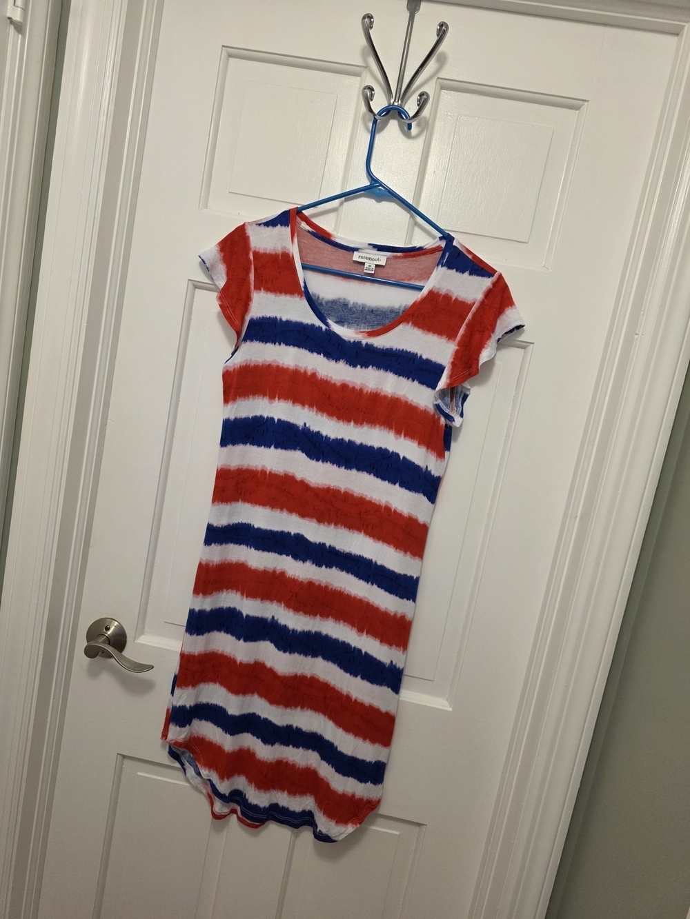 Freshman Red, White & Blue Striped Knit Dress, Size Medium, Stretch, Festive - Picture 8 of 11